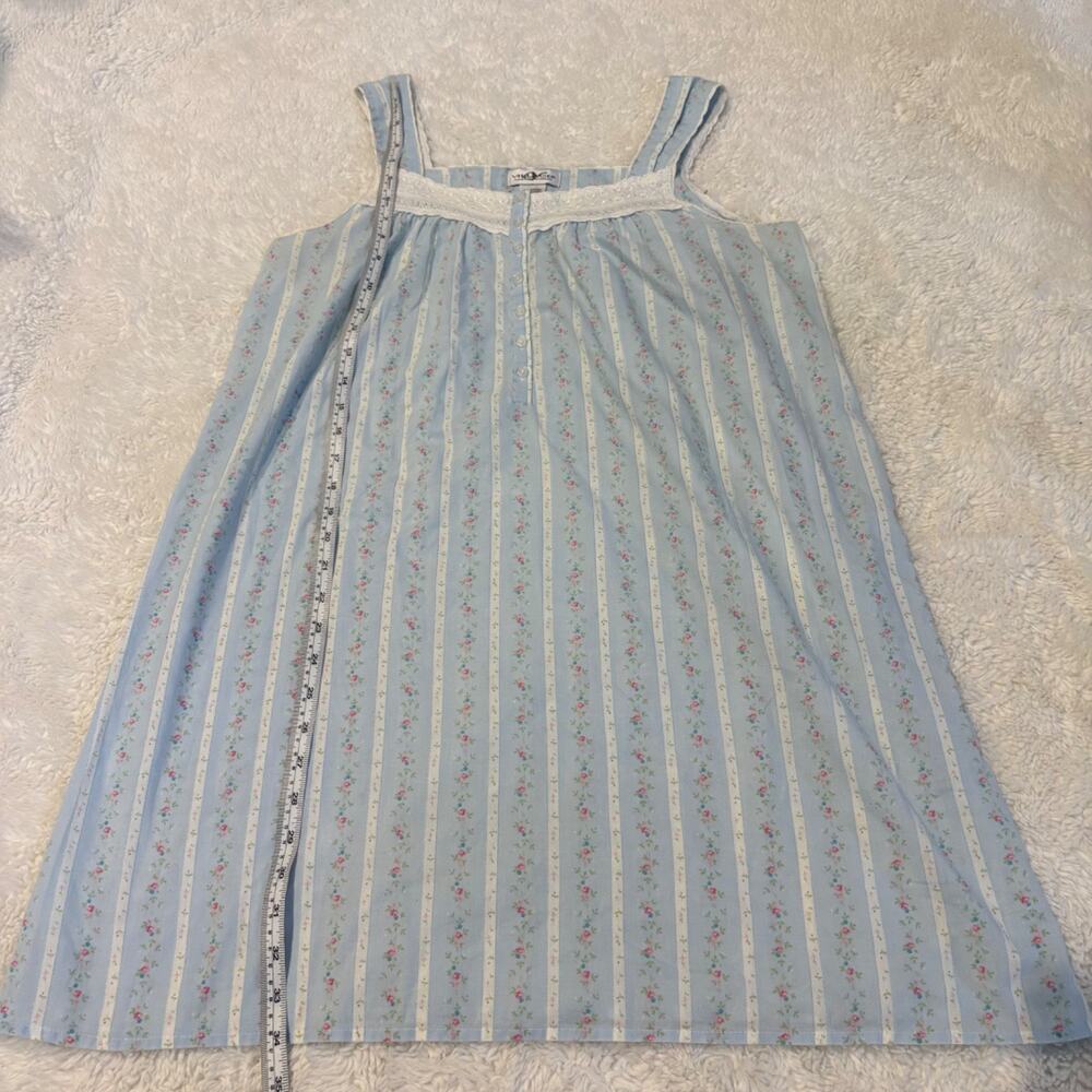 Villager By Liz Claiborne Womens M Nightgown Blue Feminine Flowers Cottage Core - Picture 4 of 5